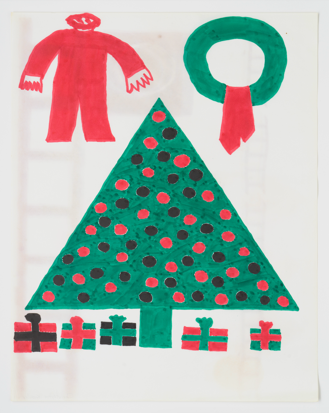 Xmas tree wreath and figure Poster